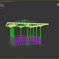 Ornate Metal Pavilion Structure With Carved Columns And Decorative Roof Design