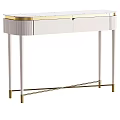 Elegant White Desk With Gold Accents Cross Leg Design And Drawers For Home Office