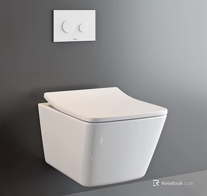 Sleek White Modern Toilet Design With Gray Wall And Control Panel In Contemporary Bathroom Interior 3d model 