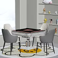 Modern Entertainment Table Interior Design With Four Gray Chairs And Dried Plant Vase