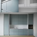 Modern Light Gray Kitchen Cabinets With Upper Lower Design And Sink 3d model