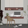 Modern desk and chair combination 3d model