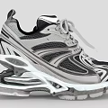 Modern Gray White Athletic Shoes With Streamlined Mesh Design And Thick Sole 3d model