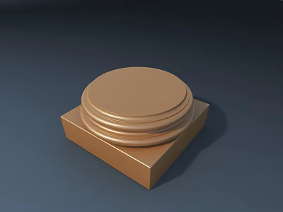 Elegant Golden Carved Round Decorative Ornament With Layered Square Base Design 3d model
