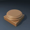 Elegant Golden Carved Round Decorative Ornament With Layered Square Base Design
