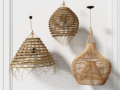 Southeast Asia chandelier rattan woven chandelier 3d model