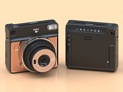 Fujifilm Instax Digital Cameras Two Different Models Black And Rose Gold Design 3d model
