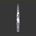 Detailed Naval Ship Model With Gray Red Hull Deck Structures And Antennas