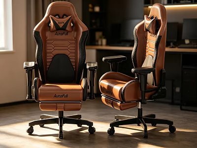 Ergonomic Brown Black Office Chair With Anjiayi Logo In Modern Office Environment 3d model