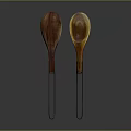 Stylish Natural Wooden Tableware Set with Two Spoons and Metal Handles Design