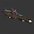 Large Sci Fi Watercraft With Military Style Deck And Red Accents