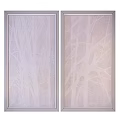 Two Panel Plant Paintings With Beige Branch Design And Brown Textured Background