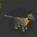 Mechanical Dinosaur Game Movie Character With Gray Yellow Armor And Horned Design