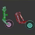 Tires With Automotive Suspension Components And Metal Structures On Gray Background