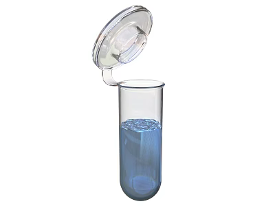 Transparent Glass Container With Blue Liquid And Open Clear Lid 3d model