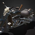 Vintage Motorcycle With Leather Seat Chrome Details Skull Decoration And Large Wheels
