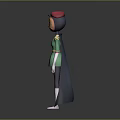 3D Designed Game And Movie Character With Red Hat Green Top White Gloves Red Cape