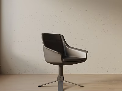 Modern Black Leather Office Chair With Armrests And Metal Base In Light Room 3d model