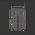 Industrial Platform Structure With Wooden Deck Stairs Containers And Railings