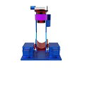 Mechanical Device With Blue Base Red Sliding Component And Support Structure