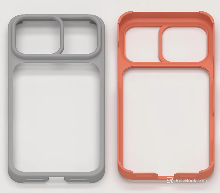 Gray And Orange Protective Phone Cases With Dual Camera Cutout Design 3d model