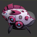 Futuristic Pink And White Mechanical Sphere Robot With Purple Legs Blue Dots And Circular Components