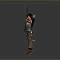 Female Archer Drawing Bow and Aiming Arrow in Tactical Outfit Ready for Action