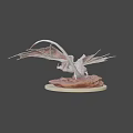 White Mythical Dragon Game Movie Character With Large Wings Standing On Rocky Terrain