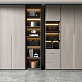 Modern Wooden Wardrobe With Hanging Space Drawers Open Shelves And LED Lighting