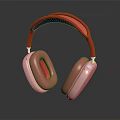 Stylish Modern Design Red Headband Pink Ear Cups Headphones On Reflective Surface
