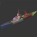Detailed Historical Military Battleship Water Vessel With Deck Design And Structure