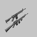 Two Modern Tactical Rifles With Detachable Magazines And Black Finish