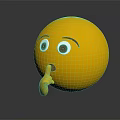 Yellow Emoji Decorative Figurine With Finger On Mouth Gesture Modern Home Tabletop Ornament