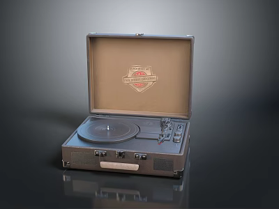 Vintage Portable Record Player With Suitcase Design Turntable And Control Knobs 3d model