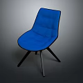 Blue Modern Padded Chair With Comfortable Curved Design And Black Legs