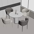 Round Marble Top Table With Gray And Beige Chairs In Bright Modern Interior 3d model