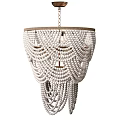 Elegant White Beaded Chandelier With Hanging Tassel Design For Interior Decor