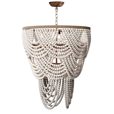 Elegant White Beaded Chandelier With Hanging Tassel Design For Interior Decor 3d model