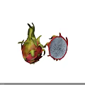 Fresh Dragon Fruit Whole and Halved Displaying White Flesh with Black Seeds