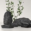 modern stone landscape stone rubble black stone 3d model