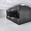 Modern Black Display Shelves With Multiple Doors And LED Lighting In Commercial Space