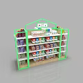 Multi Layer Colorful Retail Display Shelves for Store Merchandise Snacks 3d model