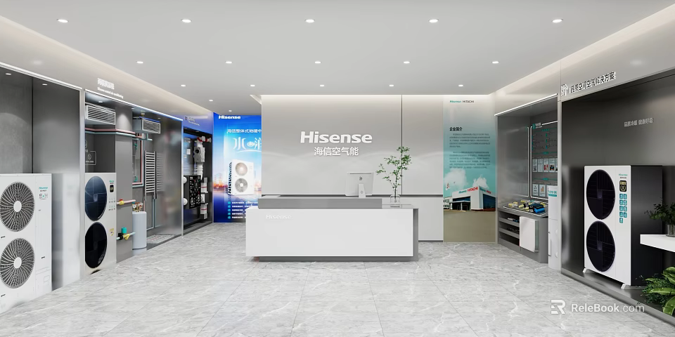 Hisense Store Interior With Display Counter And Appliances On Show 3d model 