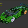 SCG 003S Green Black Race Car with Aerodynamic Design and Rear Wing