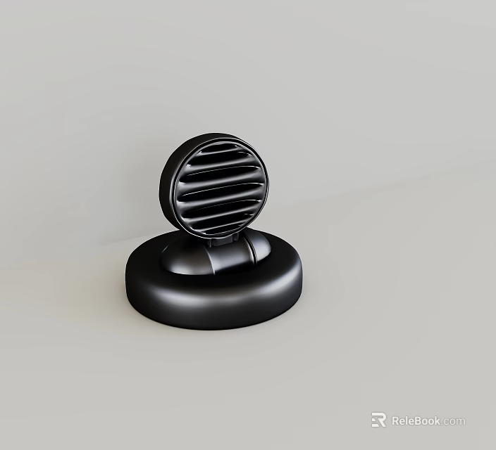 Black Circular Hardware Tool With Striped Top And Stable Base Design 3d model 