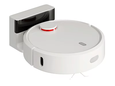 Round White Robot Vacuum Cleaner With Charging Dock For Efficient Home Cleaning 3d model