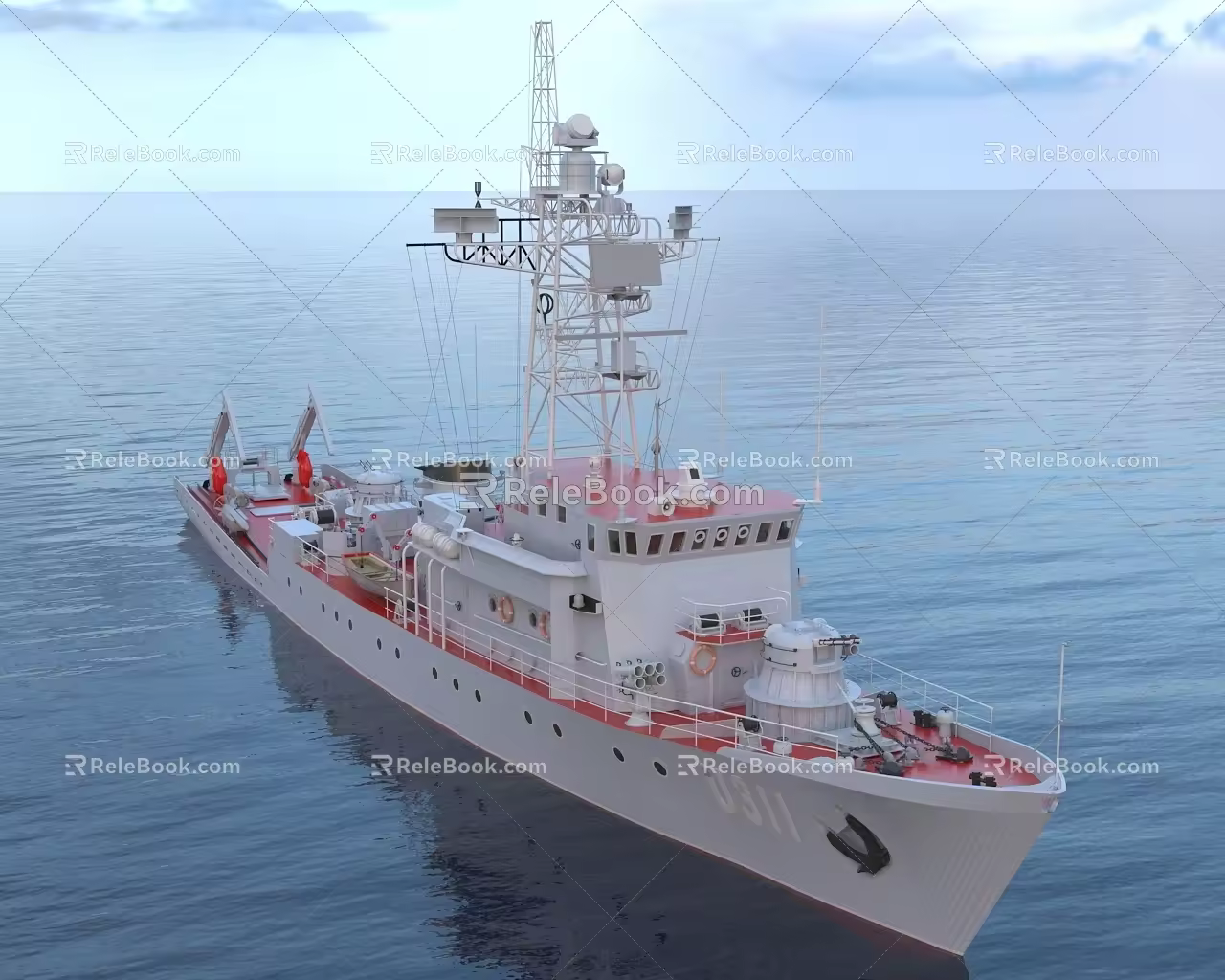 modern naval minesweeper 3d model