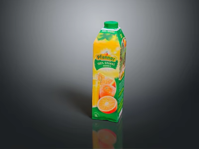 Whirlpool 100 Percent Pure Orange Juice Carton with Green and Orange Packaging 3d model