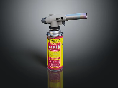 Portable Blow Torch With Metal Nozzle And Red Yellow Canister Design 3d model