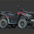 Black And Red Off Road ATV Quad Bike Featuring Large Tires Front Bumper Rear Rack